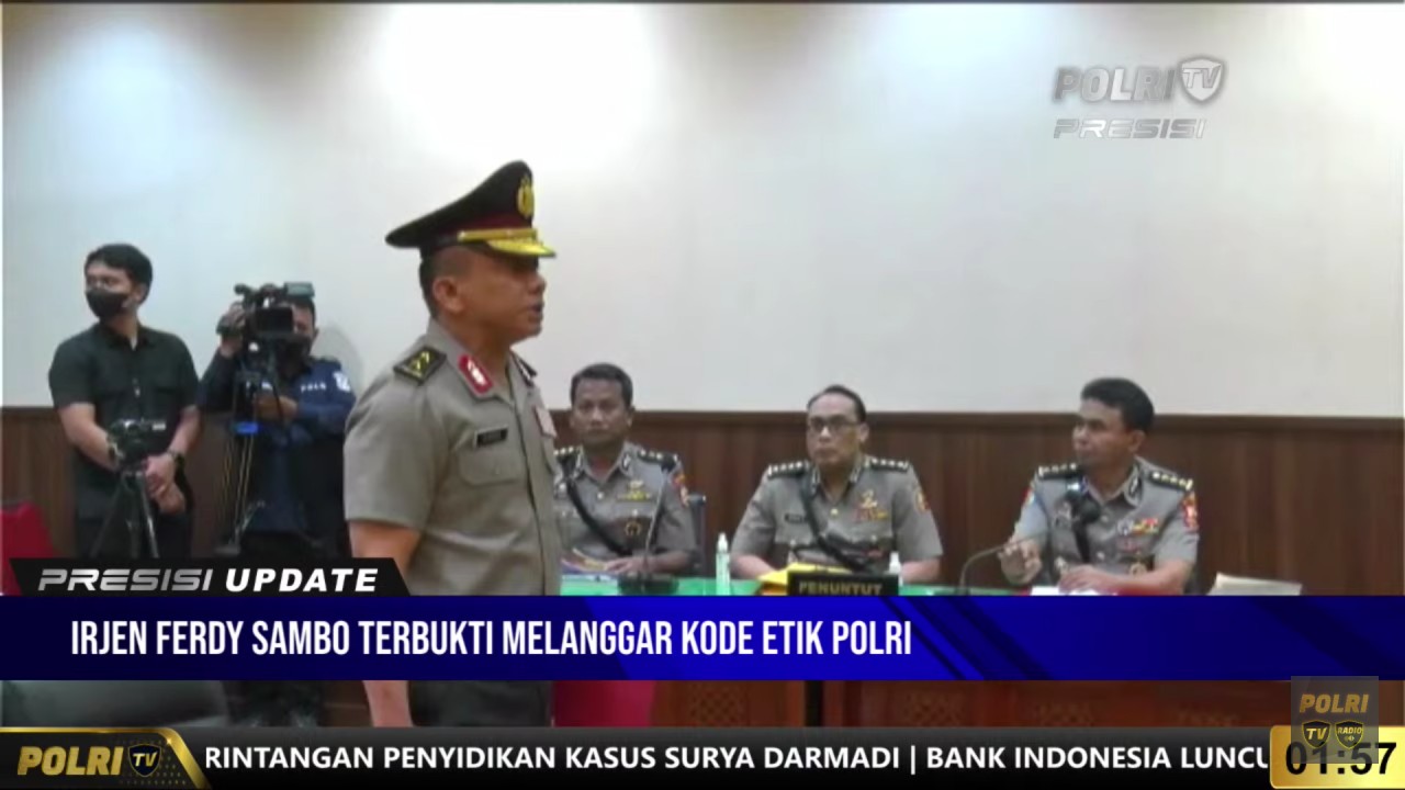 Ferdy Sambo saat sidang pemecatan dari Polri.