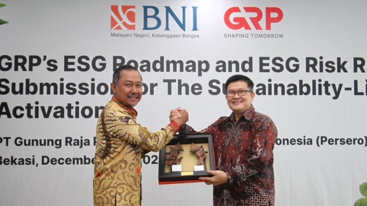GRP & BNI kerjasama sustainability linked loan senilai 32 juta dolar AS, Rabu (28/12/2022). (ANTARA/HO-BNI/pri)