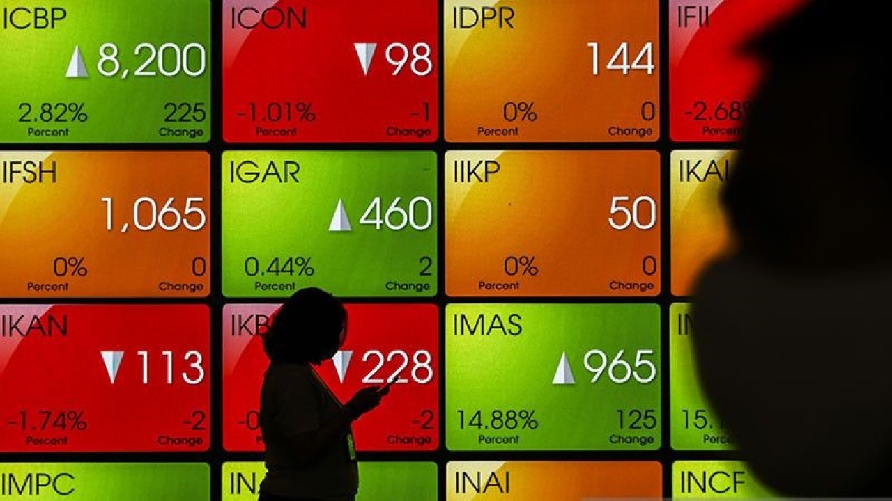 Ilustrasi - Karyawan melintas di dekat layar monitor pergerakan Indeks Harga Saham Gabungan (IHSG) di Bursa Efek Indonesia, Jakarta, ANTARA FOTO/Galih Pradipta/hp/pri. (ANTARA FOTO/GALIH PRADIPTA)