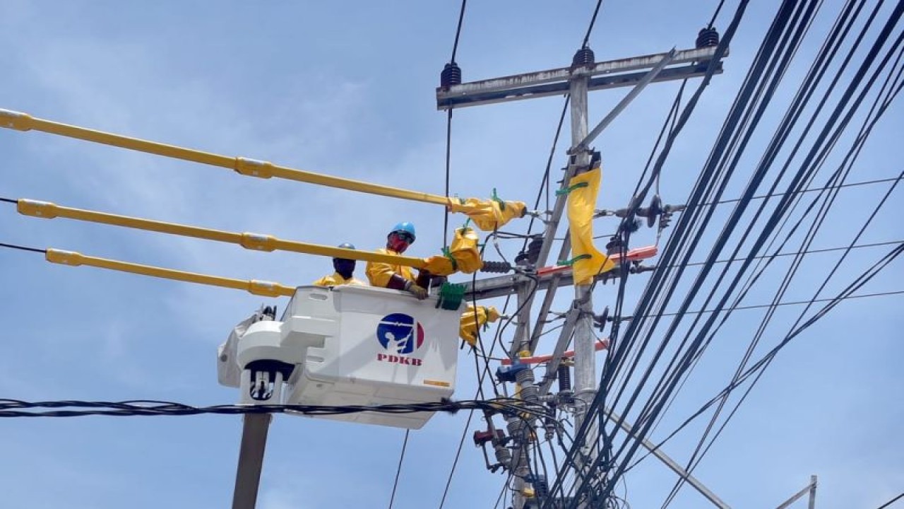 Ilustrasi pekerja tengah memperbaiki jaringan listrik (ANTARA/HO)