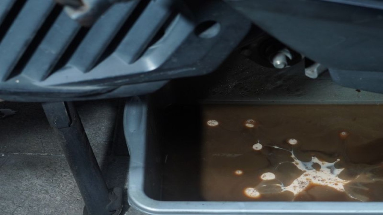 Ilustrasi:oli yang tercampur dengan air (ANTARA/Ho/Pertamina Lubricants)