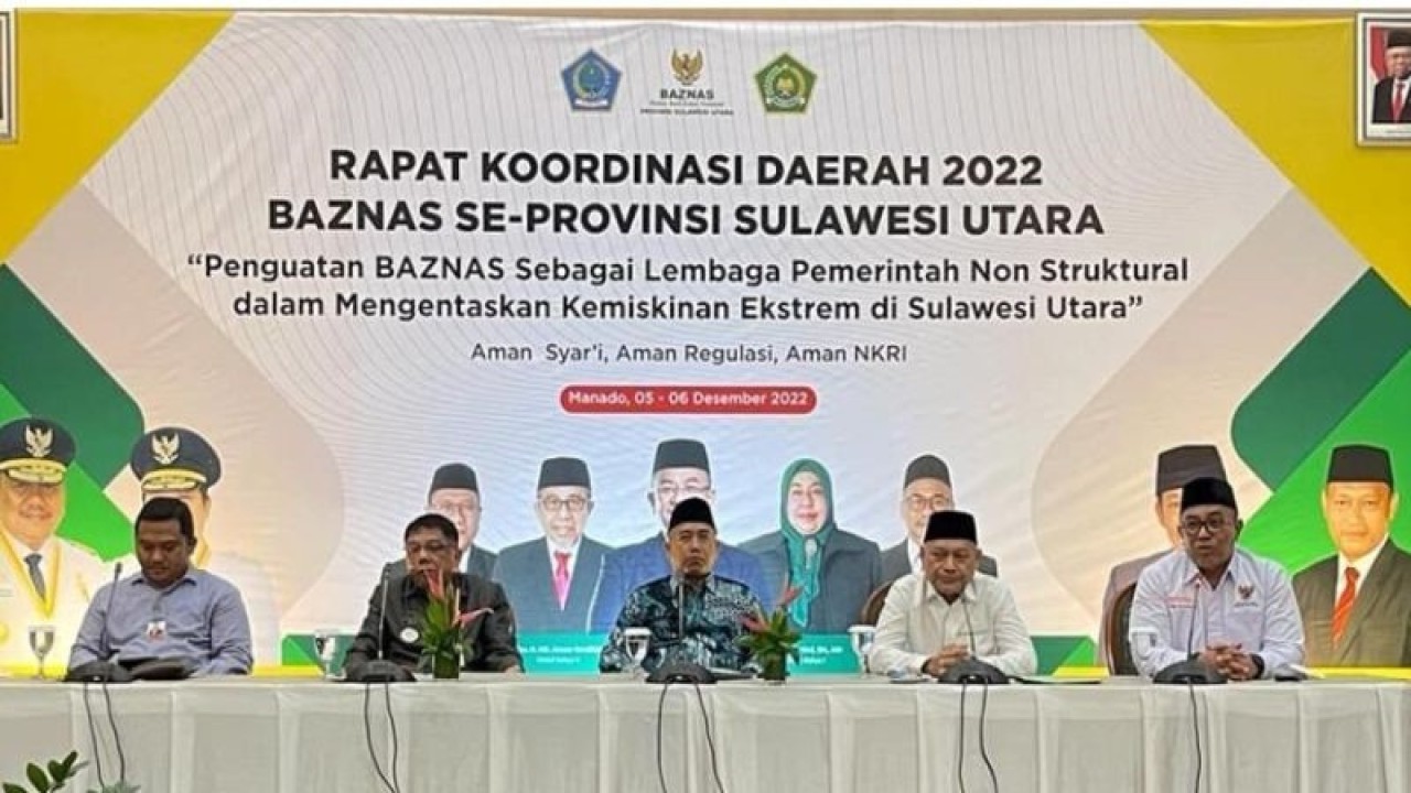 Kakanwil Kemenag Sulut H Sarbin Sehe, dalam rakor Baznas, di Manado, Senin (5/12/2022). ANTARA/Nancy Lynda Tigauw. (1)