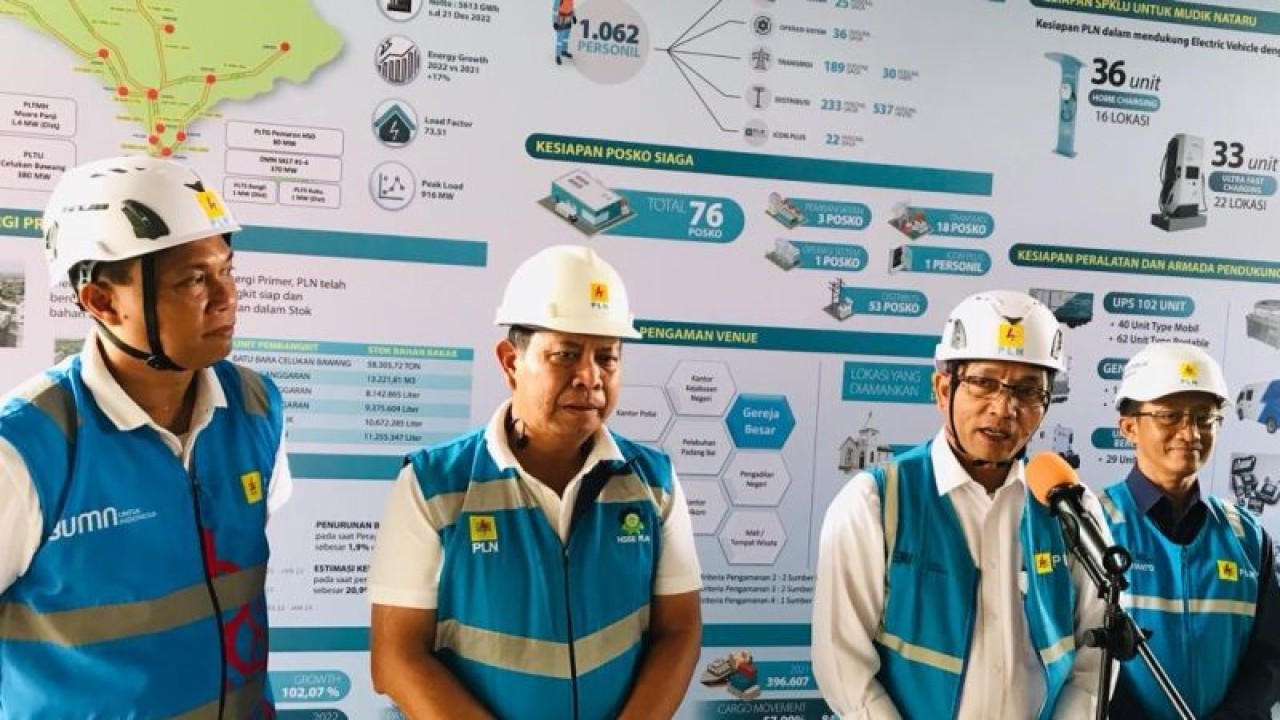 Pelaksana Tugas Direktur Jenderal Ketenagalistrikan Kementerian Energi dan Sumber Daya Mineral (ESDM), Dadan Kusdiana memberikan keterangan terkait ketersediaan listrik menghadapi beban puncak tahun baru 2023 saat di Kantor UP2B Kapal, Kecamatan Mengwi, Kabupaten Badung, Bali, Selasa (27/12/2022). ANTARA/Rolandus Nampu
