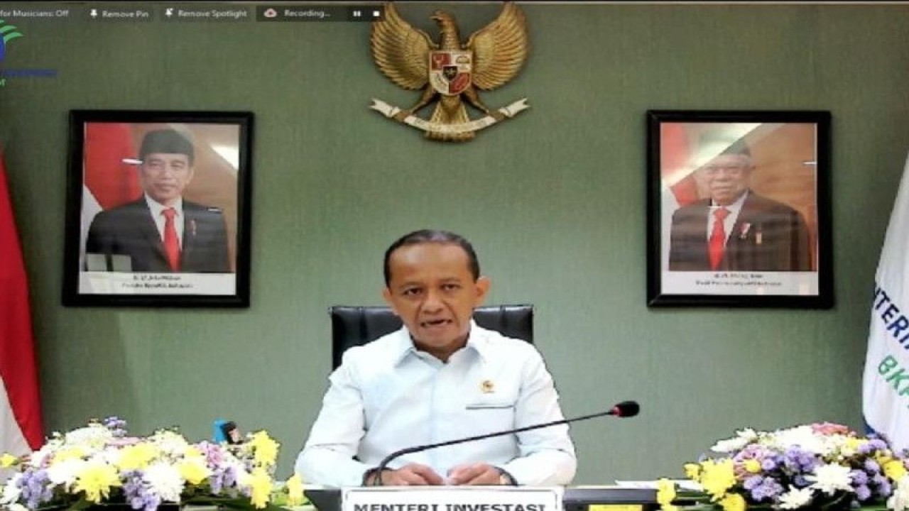 Tangkapan layar Menteri Investasi/Kepala BKPM Bahlil Lahadalia dalam acara Expose dan Launching Peta Peluang Investasi Tahun 2022, Jumat (16/12/2022). ANTARA/Youtube Kementerian Investasi-BKPM.