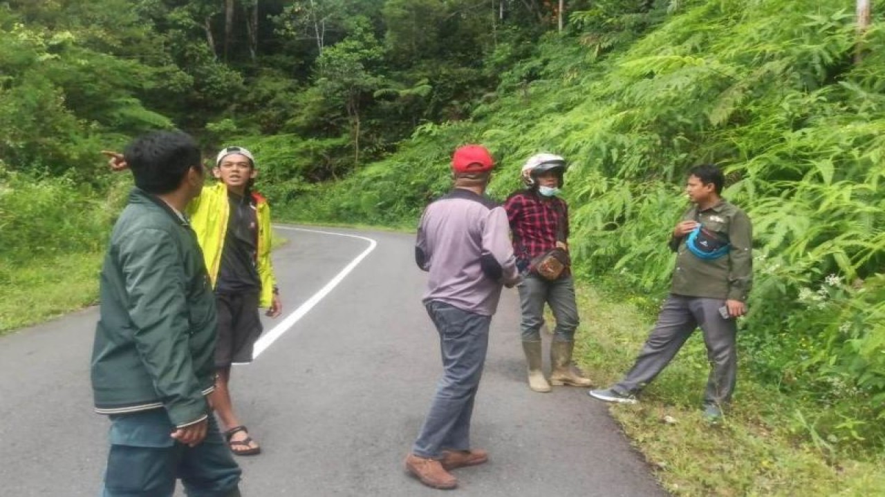 Petugas BKSDA I Bengkulu meninjau lokasi penampakan Harimau Sumatera di perbatasan antara Kabupaten Lebong dengan Bengkulu Utara beberapa waktu lalu. ANTARA/HO-BKSDA Bengkulu