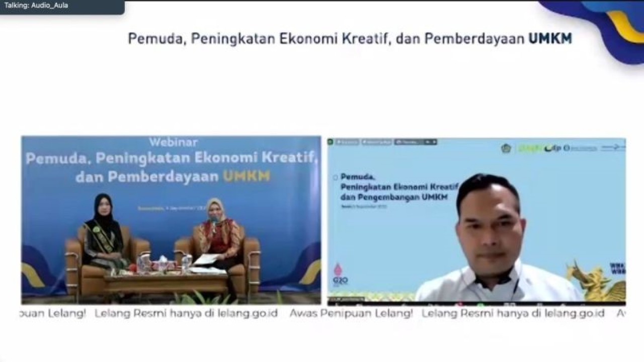 Kepala Divisi Jasa Konsultasi LPEI Gerald Grisanto (kanan) dalam acara Webinar Peningkatan Ekonomi Kreatif dan Pemberdayaan UMKM di Jakarta, Senin (05/09/2022). (ANTARA/HO-LPEI)