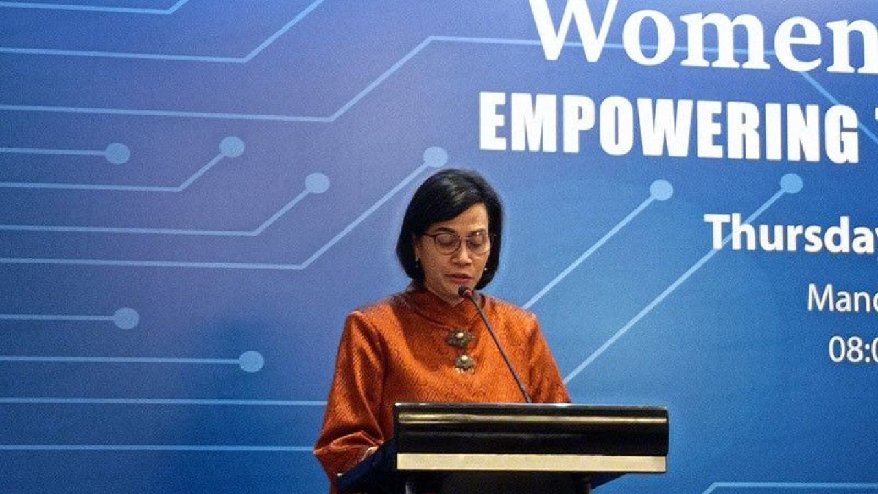 Menteri Keuangan Sri Mulyani Indrawati dalam Forum Kedutaan Besar AS bertajuk "Perempuan dalam Fintek" di Jakarta, Kamis (11/8/2022). ANTARA/Sanya Dinda/am.