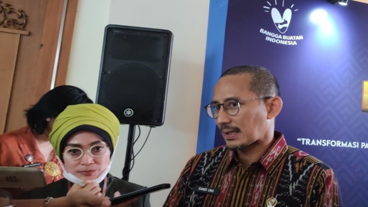 Menparekraf Sandiaga Uno dalam Rakornas Kemenparekraf di Jakarta, Kamis (15/12/2022). (ANTARA/Ade Irma Junida)