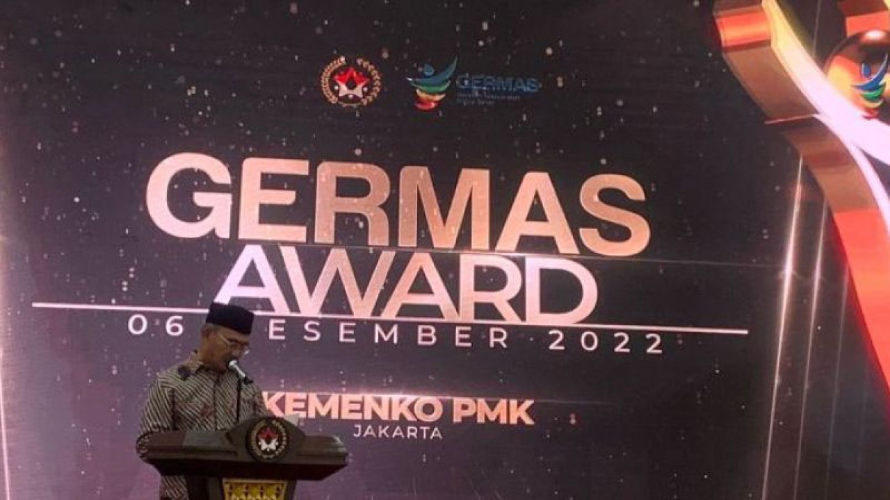 Tangkapan layar Menko PMK Muhadjir Effendy pada acara "Germas Award". ANTARA/Wuryanti Puspitasari.