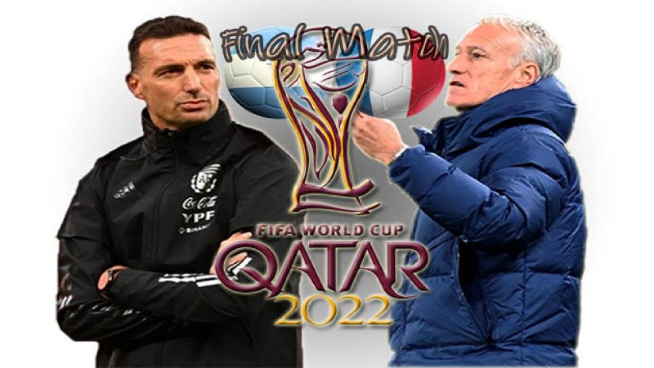 Pelatih timnas Argentina Lionel Scaloni vs pelatih timnas Prancis Didier Deschamps