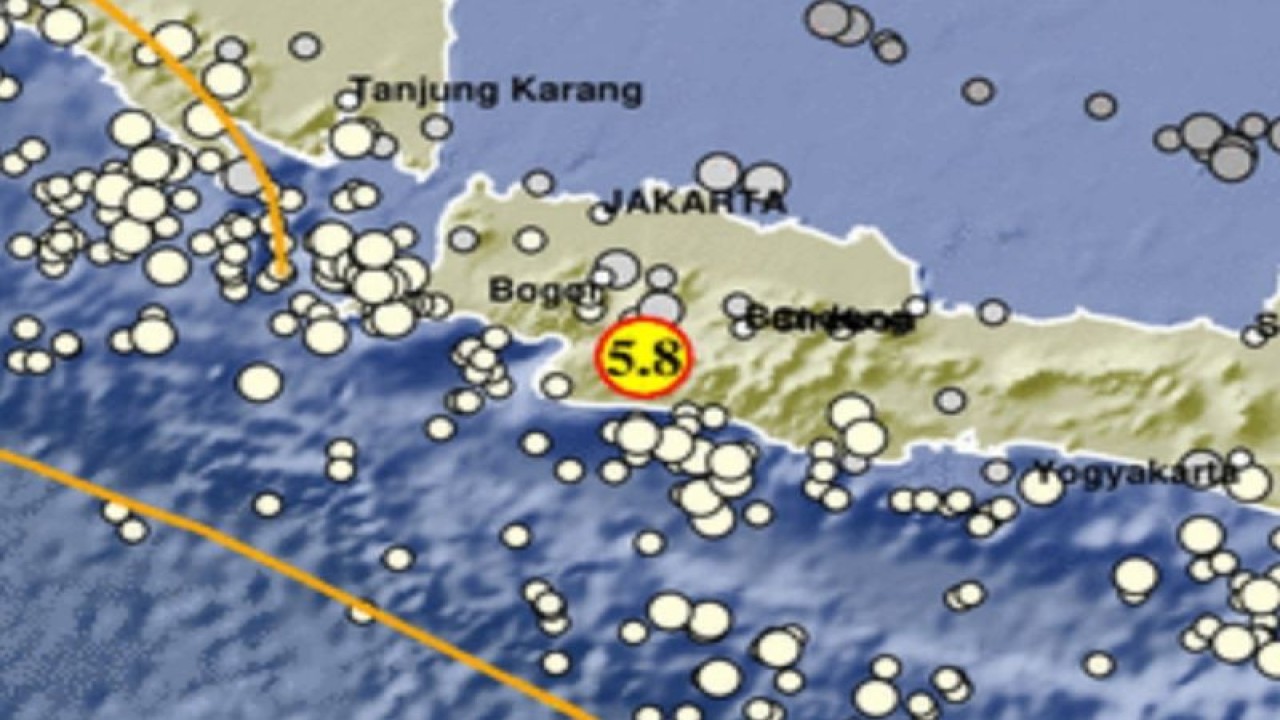 Peta gempa M 5,8 di Sukabumi, Jawa Barat pada Kamis (8/12/2022) (ANTARA/Ho.BMKG)