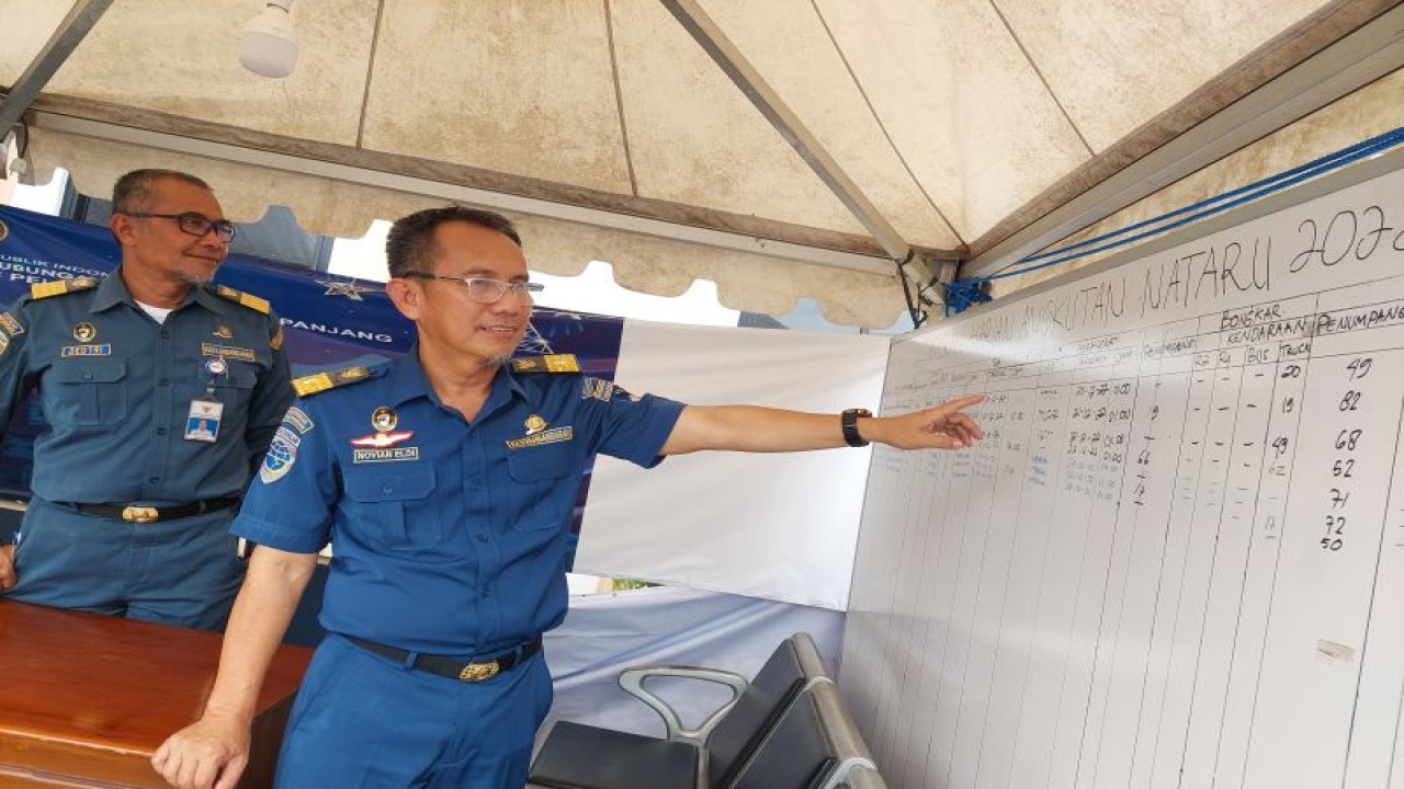 Plt Kepala Kantor KSOP Kelas I Panjang Novian Eldi saat ditemui di Pelabuhan Panjang Lampung, Jumat (30/12/2022). (Adimas Raditya)
