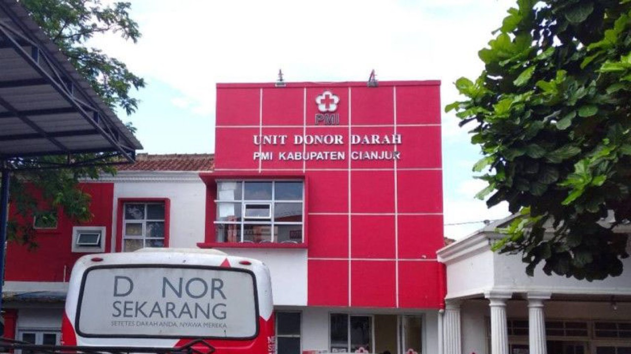 Gedung Unit Donor Darah (UDD) Palang Merah Indonesia (PMI) Kabupaten Cianjur, Jawa Barat.(FOTO ANTARA/Ahmad Fikri). (Ahmad Fikri)