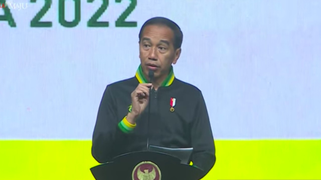 Tangkapan layar - Presiden RI Joko Widodo (Jokowi) saat membuka Kejuaraan Dunia Wushu Junior ke-8, Tangerang, Banten, Senin (5/12) malam. (ANTARA/Indra Arief)