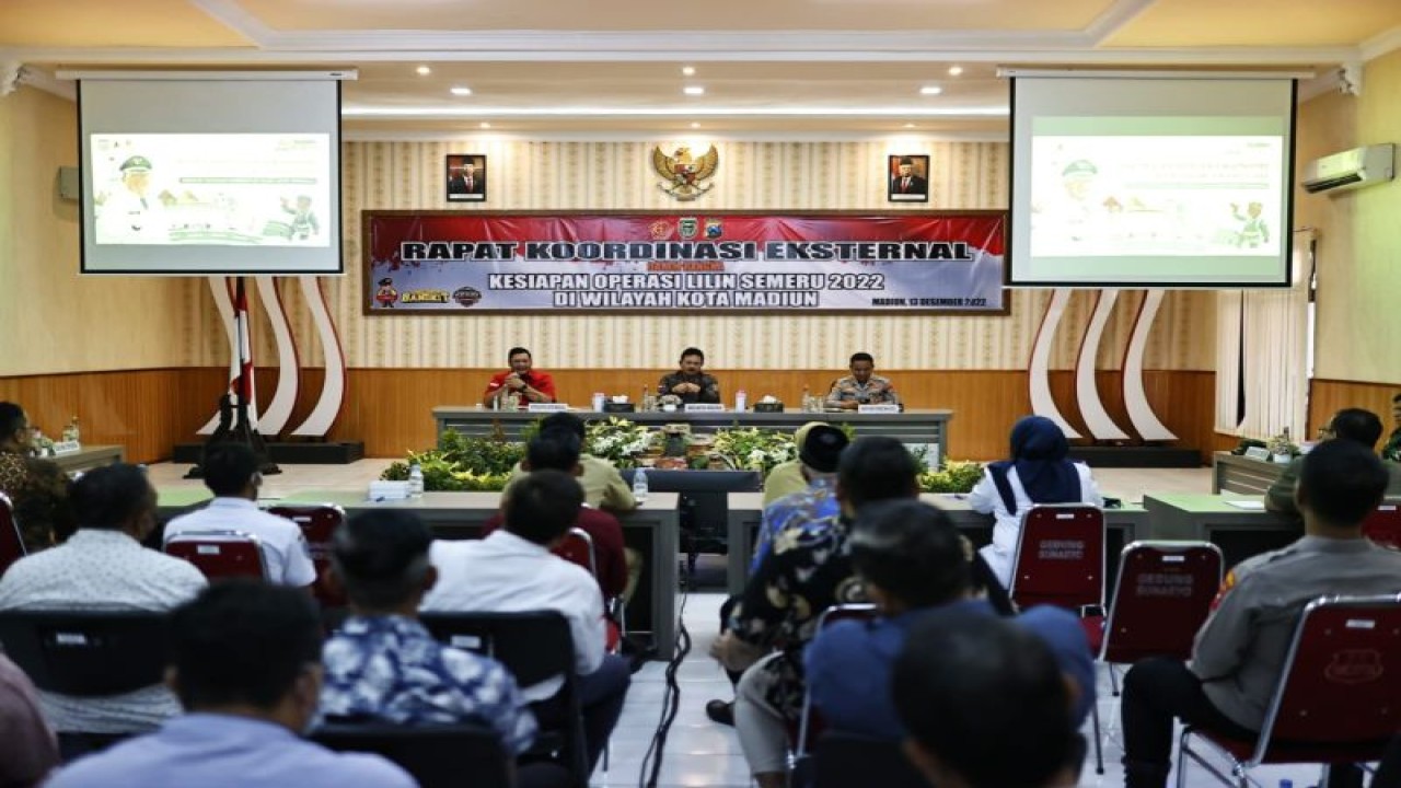 Jajaran Forkopimda Kota Madiun menggelar Rakor Eksternal Kesiapan Pengamanan Natal dan Tahun Baru 2023 di Kota Madiun, Jatim. ANTARA/HO-Diskominfo Kota Madiun