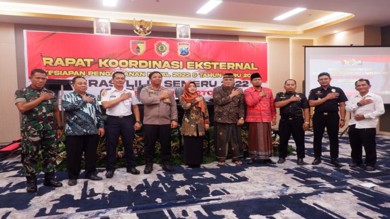 Rapat Koordinasi (Rakor) Eksternal kesiapan pengamanan Natal Tahun 2022 dan Tahun Baru 2023 di Kabupaten Mojokerto. ANTARA/HO-Pemkab Sidoarjo