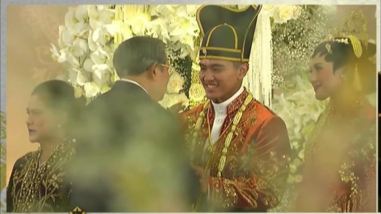 Presiden ke-6 RI SBY saat menghadiri tasyakuran pernikahan Kaesang dan Erina. (Net)