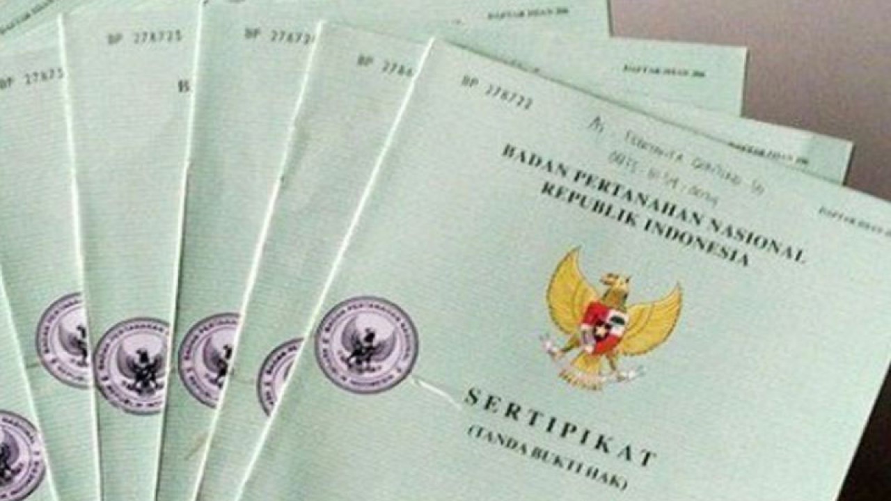 Ilustrasi - Sertifikat yang diterbitkan Badan Pertanahan Nasional. Antara/Ist