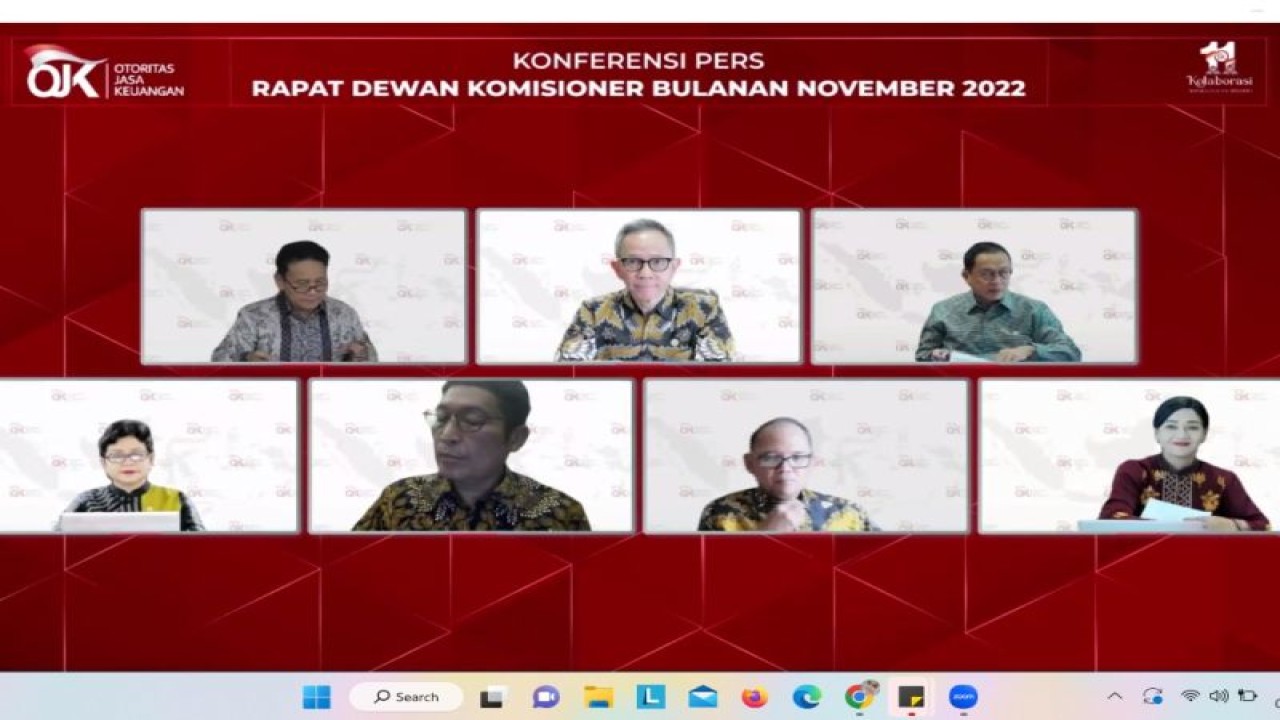 Suasana Konferensi pers OJK yang dipantau dari Makassar, Selasa (6/12/2022). ANTARA/HO