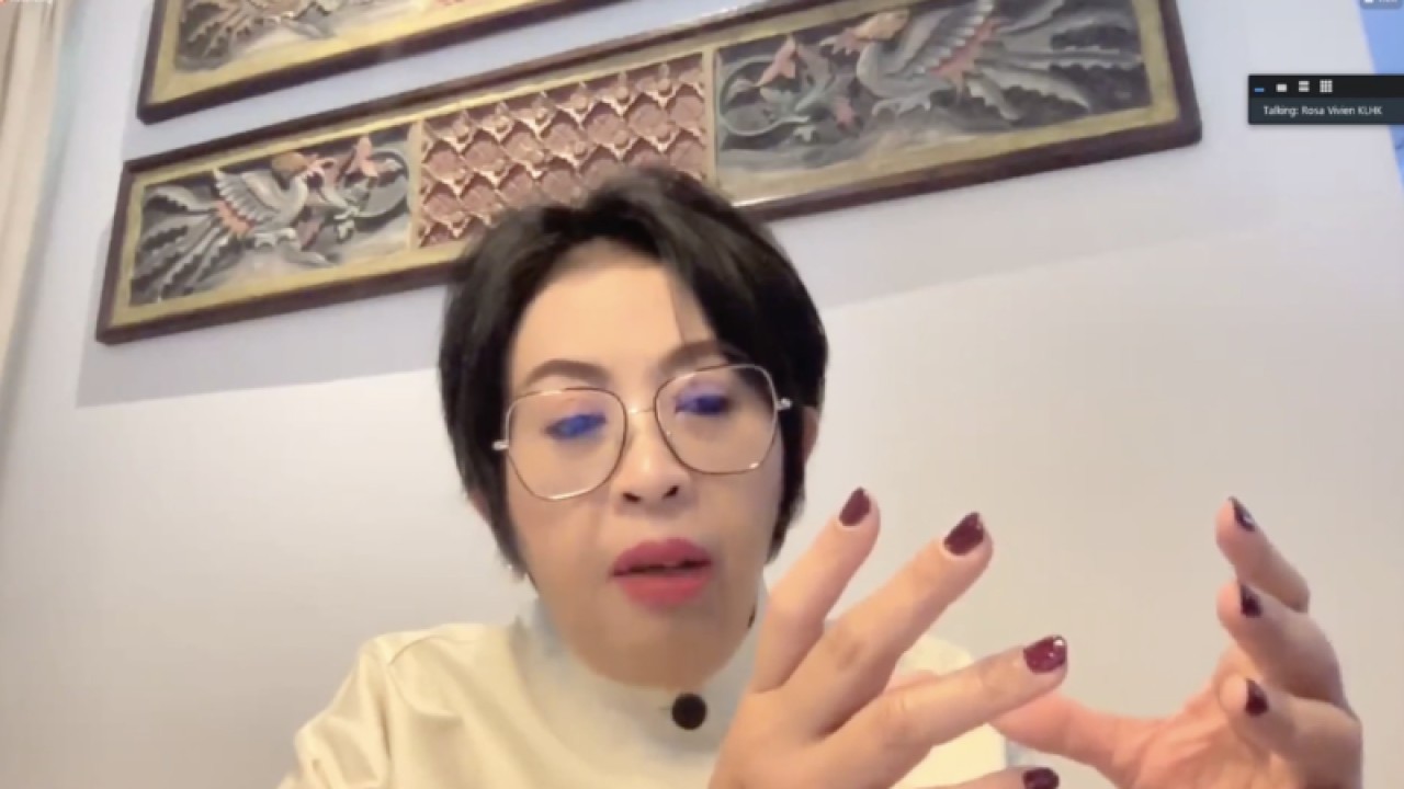 Tangkapan layar Dirjen PSLB3 KLHK Rosa Vivien Ratnawati dalam Bimbingan Teknis Optimalisasi Pengelolaan Limbah Non-B3 diikuti virtual dari Jakarta, Kamis (8/12/2022) (ANTARA/Prisca Triferna)