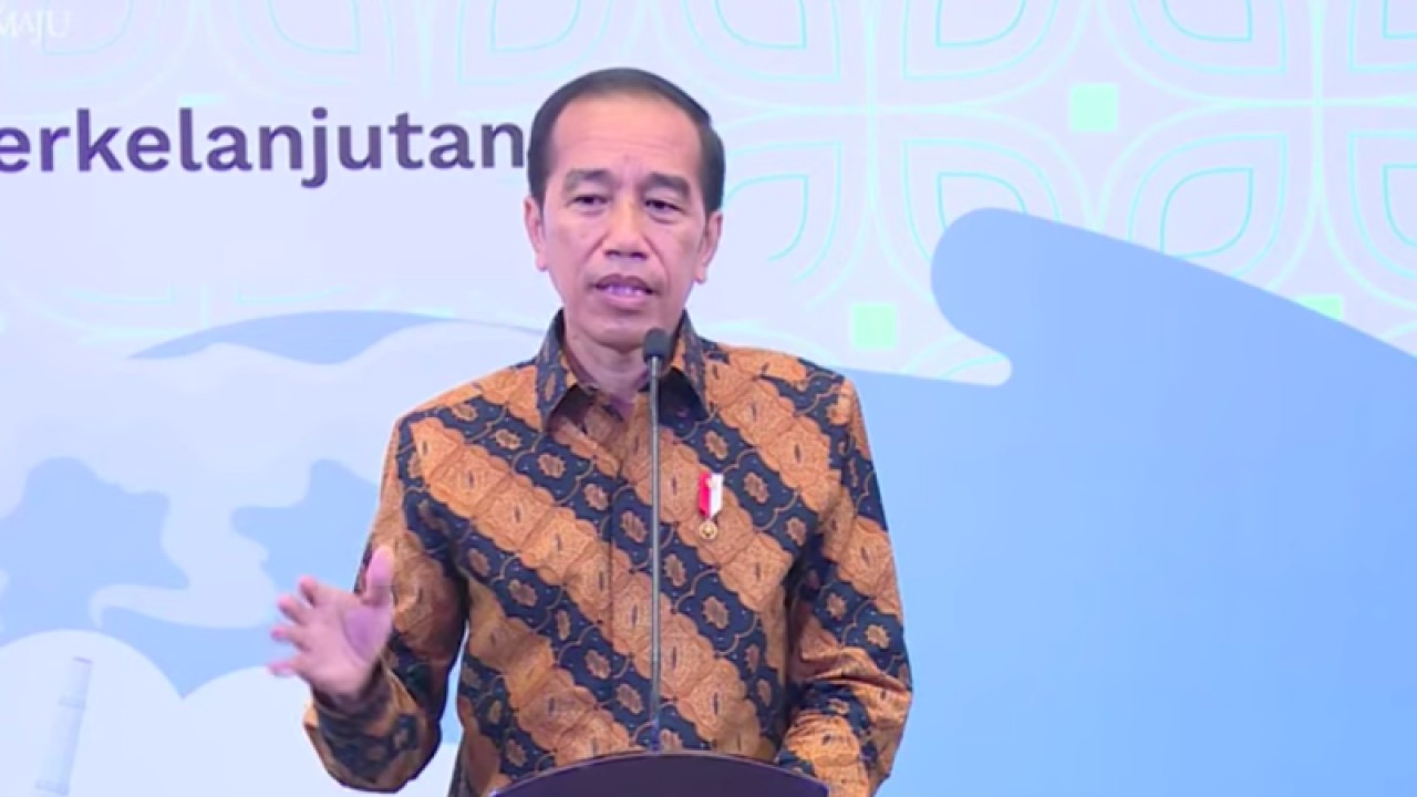Tangkapan Layar - Presiden Jokowi membuka Rakernas Badan Pengelola Dana Lingkungan Hidup (BPDLH) di Jakarta, Rabu (21/12). (ANTARA/Indra Arief)