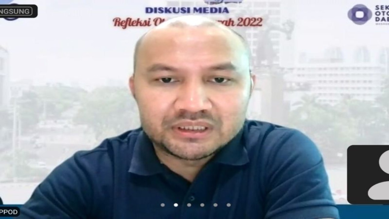 Tangkapan layar Direktur KPPOD Herman N. Suparman dalam diskusi Refleksi Otonomi Daerah 2022, di Jakarta, Jumat (23-12-2024). ANTARA/Boyke Ledy Watra