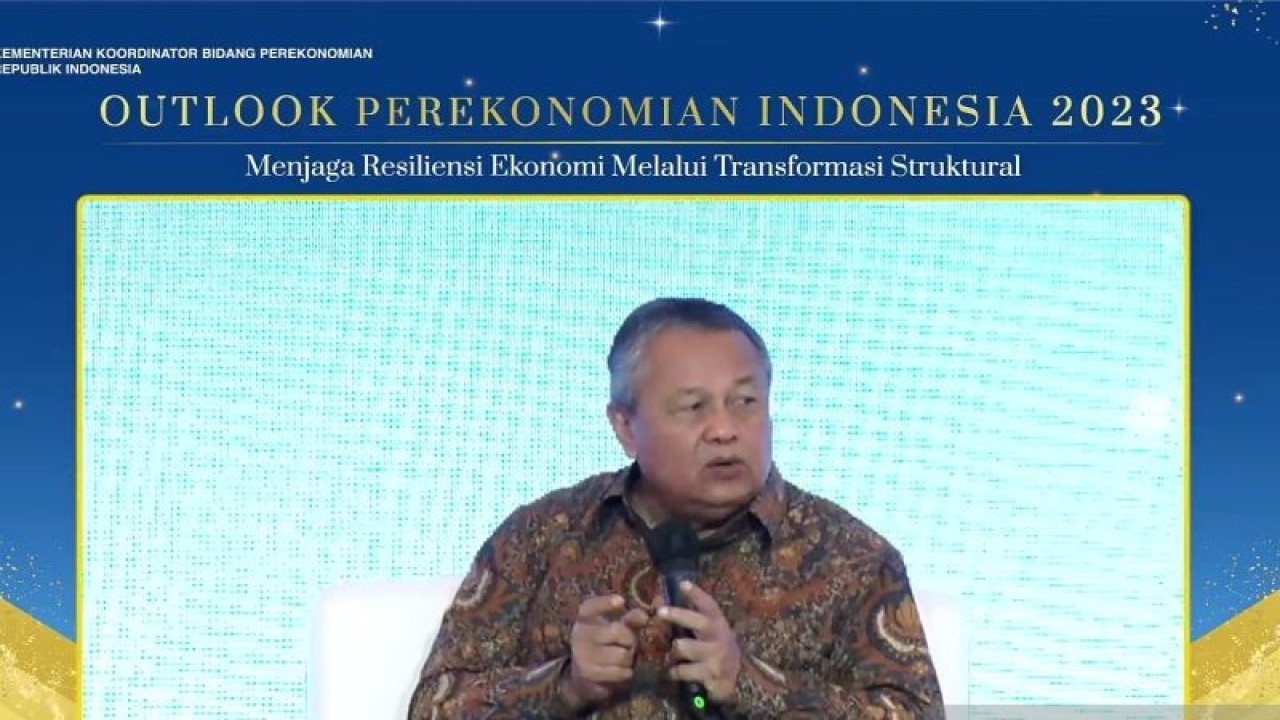 Tangkapan layar Gubernur Bank Indonesia Perry Warjiyo dalam Seminar Outlook Ekonomi Indonesia 2023 di Jakarta, Rabu (21/12/2022). ANTARA/Sanya Dinda.