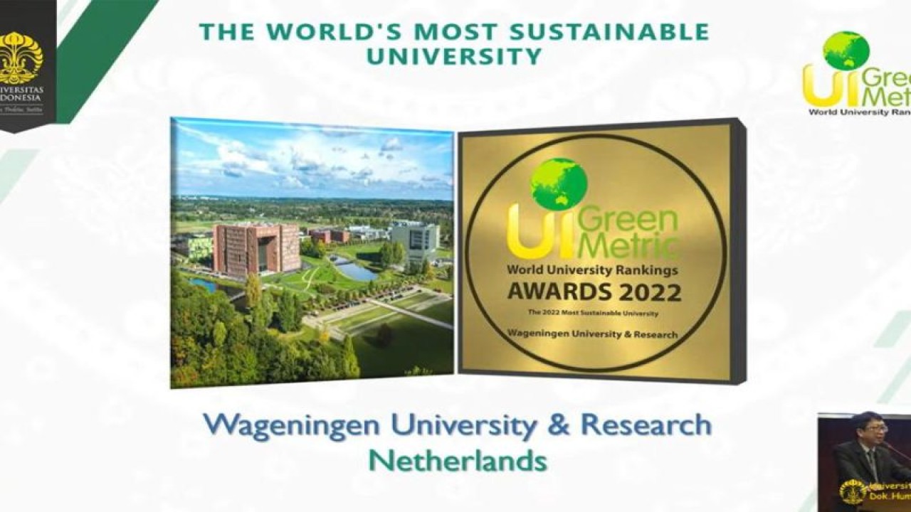 Wageningen University & Research di Belanda kampus paling berkelanjutan di dunia versi UI GreenMetric World University Rankings 2022. (HO Humas UI)