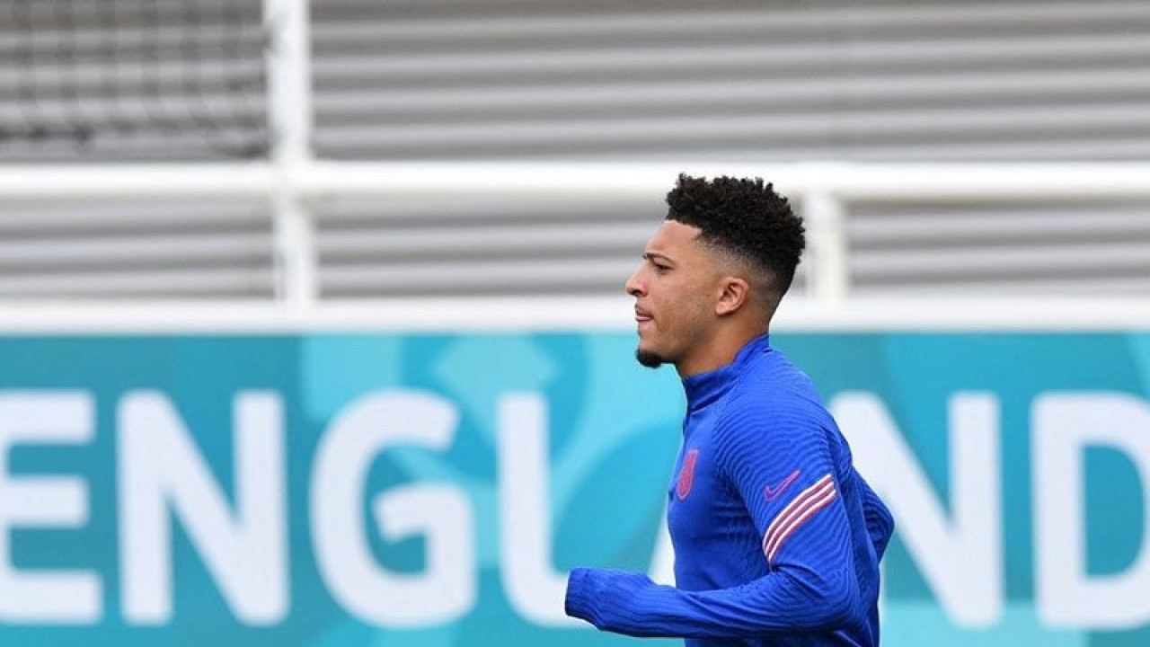 Arsip Foto - Penyerang Inggris Jadon Sancho yang memperkuat Manchester Uniter. ANTARA/AFP/Justin Tallis/aa. (AFP/JUSTIN TALLIS)