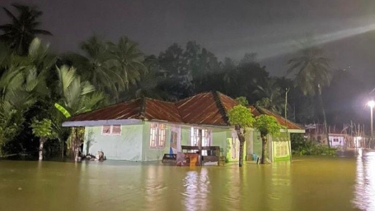 Banjir merendam permukiman warga di Kabupaten Pidie Jaya, Provinsi Aceh, Minggu (22/1/2022). (ANTARA/HO-BPBD Pidie Jaya)