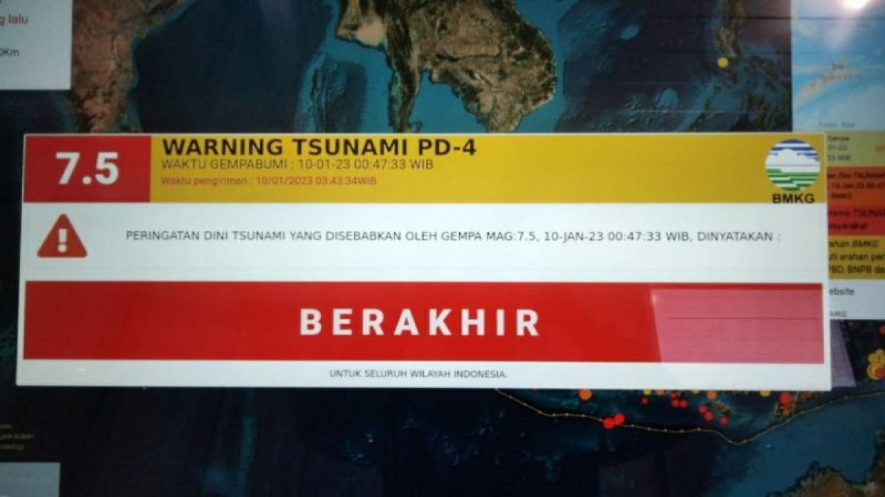 BMKG sebut status peringatan dini waspada tsunami di Sultra diakhiri, Selasa (10/1/2023) (ANTARA/HO-BMKG Sultra)