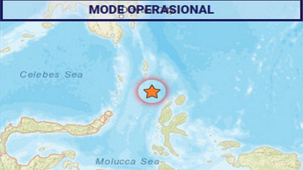 Badan Meteorologi, Klimatologi, dan Geofisika (BMKG) menyebutkan gempa tektonik magnitudo 7,0 (setelah diupdate) yang terjadi di selatan Melonguane, Kabupaten Kepulauan Talaud, Sulawesi Utara akibat deformasi batuan dalam lempeng Laut Maluku.  ANTARA/HO-BMKG (1)