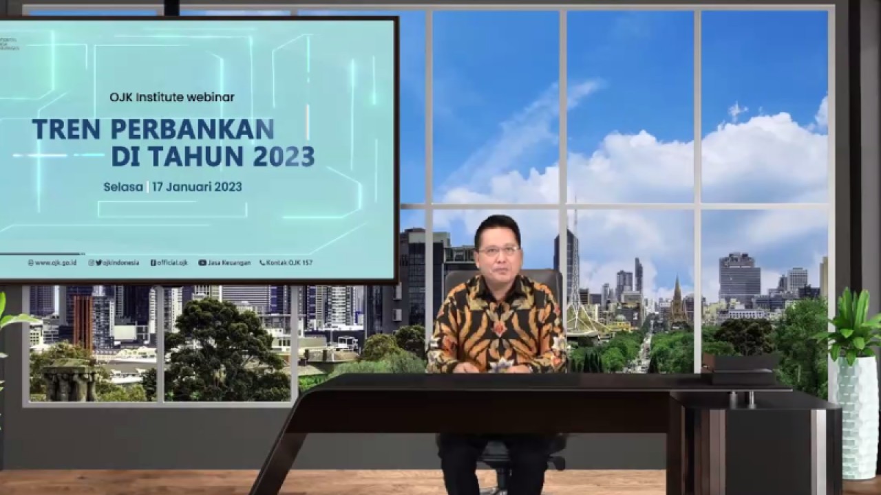 Direktur Utama PT Bank Syariah Indonesia (BSI) Tbk Hery Gunardi berbicara dalam Webinar “Tren Perbankan di 2023” yang dipantau di Jakarta, Selasa (17/1/2023). ANTARA/Martha Herlinawati Simanjuntak