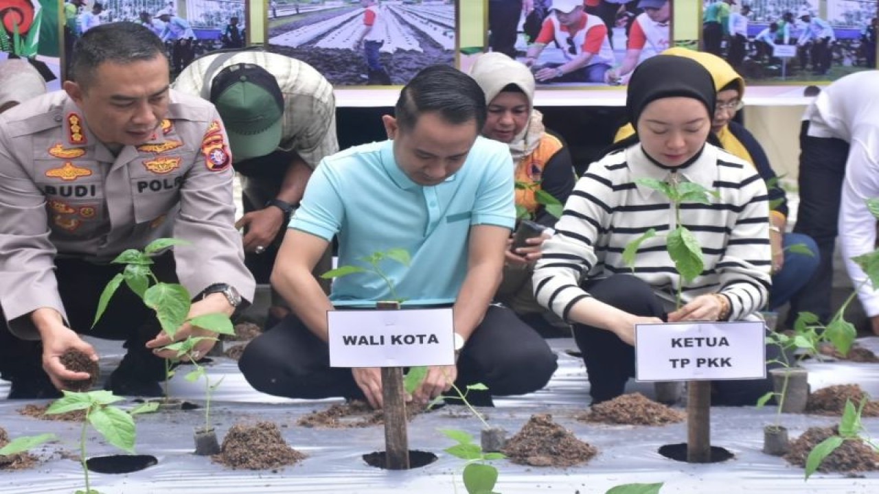 Wali Kota Palangka Raya Fairid Naparin (tengah) dalam peluncuran gerakan menanan cabai di kota setempat. (ANTARA/HO-Media Center Palangka Raya)