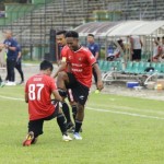 Foto arsip - Pemain Karo United saat melakukan selebrasi usai mencetak gol ke gawang Perserang (ANTARA/HO)-1674611451