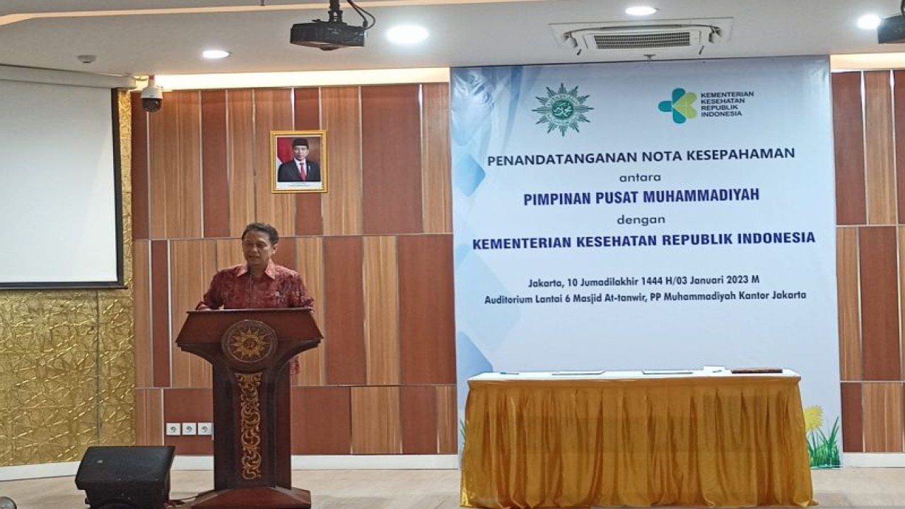 Menteri Kesehatan Budi Gunadi Sadikin di Gedung Dakwah Muhammadiyah, Jakarta, Selasa (3/1/2023). (ANTARA/Asep Firmansyah)