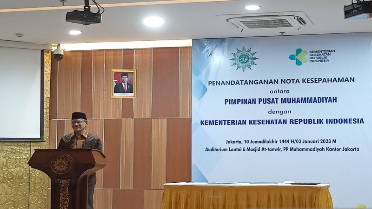 Ketua Umum PP Muhammadiyah Haedar Nashir di Gedung Dakwah Muhammadiyah, Jakarta, Selasa (3/1/2023). (ANTARA/Asep Firmansyah)