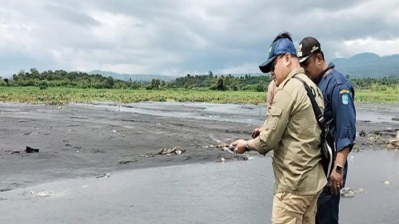 Lokasi jalur untuk mengatasi abu vulkanik Gunung Kerinci, Jambi. (ANTARA/HO/PUPR Jambi)  KOMENTAR