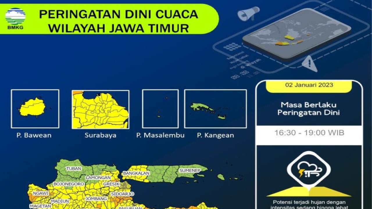 Peringatan dini cuaca ekstrem di Jawa Timur (ANTARA/HO BMKG Juanda)