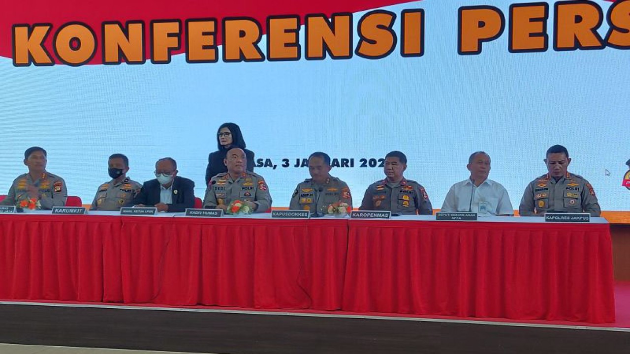 Jumpa pers kasus penculikan anak berinisial MA (6) warga Jakarta Pusat di RS Polri Kramat Jati, Jakarta, Selasa (3/1/2023). ANTARA/Yogi Rachman