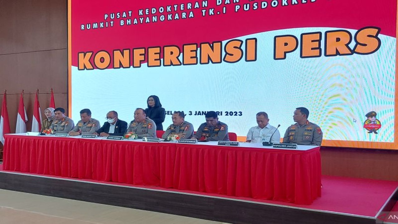 Jumpa pers kasus penculikan anak MA (6) warga Jakarta Pusat di RS Polri Kramat Jati, Jakarta, Selasa (3/1/2023). ANTARA/Yogi Rachman