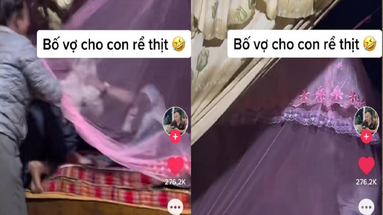 Keluarga saksikan malam pertama pengantin/Foto Tiktok