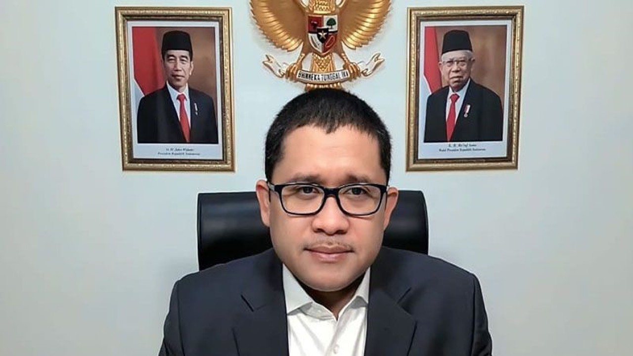 Kepala Badan Kebijakan Fiskal (BKF) Kementerian Keuangan Febrio Kacaribu dalam acara bertajuk “Momentum Konsolidasi Ekonomi & Politik” dipantau di Jakarta, Kamis (15/12/2022). ANTARA/Muhammad Heriyanto/pri. (ANTARA/Muhammad Heriyanto)