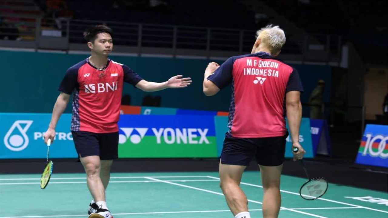 Ganda putra Indonesia Kevin Sanjaya Sukamuljo dan Marcus Fernaldi Gideon. (ANTARA/HO-PBSI)