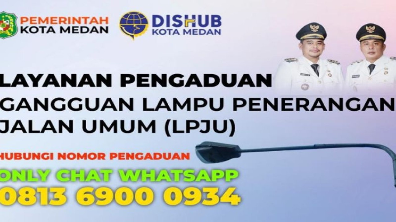 Layanan pengaduan gangguan lampu penerangan jalan umum di Medan, Sumatera Utara. (ANTARA/HO-Diskominfo Kota Medan)