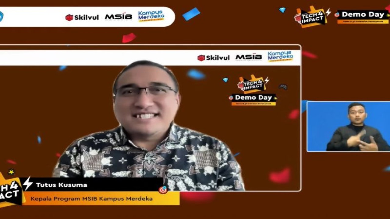 Tangkapan layar Kepala Program Magang dan Studi Independen Bersertifikat (MSIB) Kampus Merdeka Cycle 3 Tutus Kusuma, di Jakarta, beberapa waktu lalu. (ANTARA/HO- Dokumentasi Pribadi)