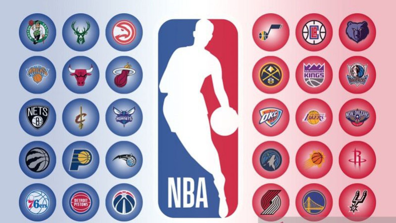 Ilustrasi liga bola basket Amerika Serikat, NBA, dan 30 tim pesertanya. (ANTARA/Gilang Galiartha)