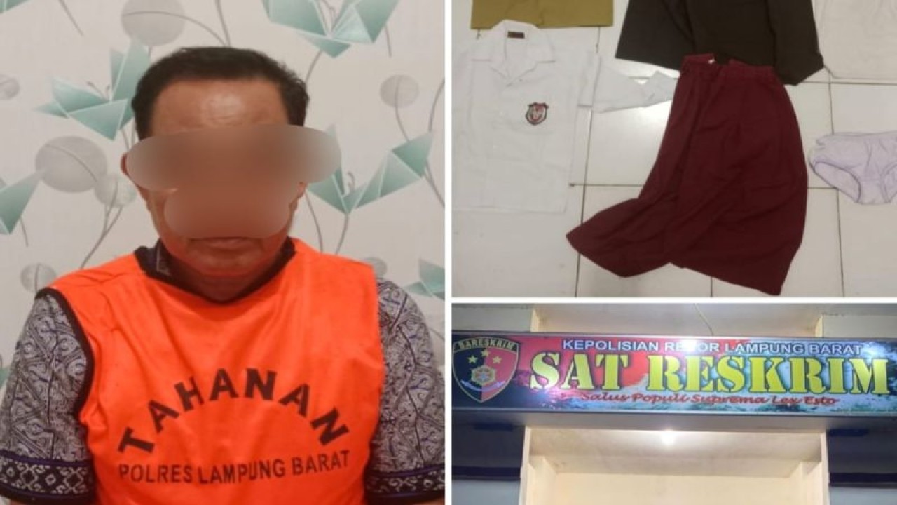 Oknum kepala sekolah pelaku pencabulan, di Polres Lampung Barat. ANTARA/HO