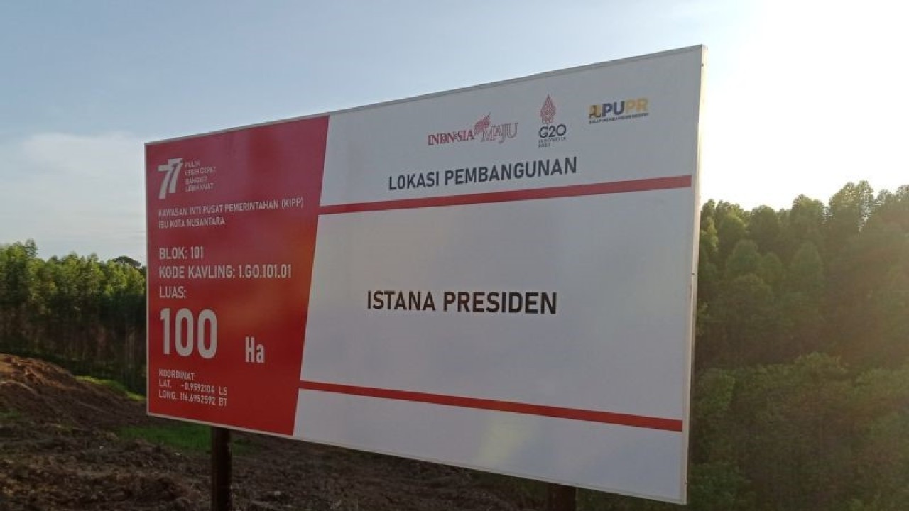 Lokasi pembangunan Istana Negara ditetapkan di kawasan inti pusat pemerintahan ibu kota negara Indonesia baru, di Kecamatan Sepaku, Kabupaten Penajam Paser Utara, Kalimantan Timur (ANTARA/Novi Abdi-Bagus Purwa)