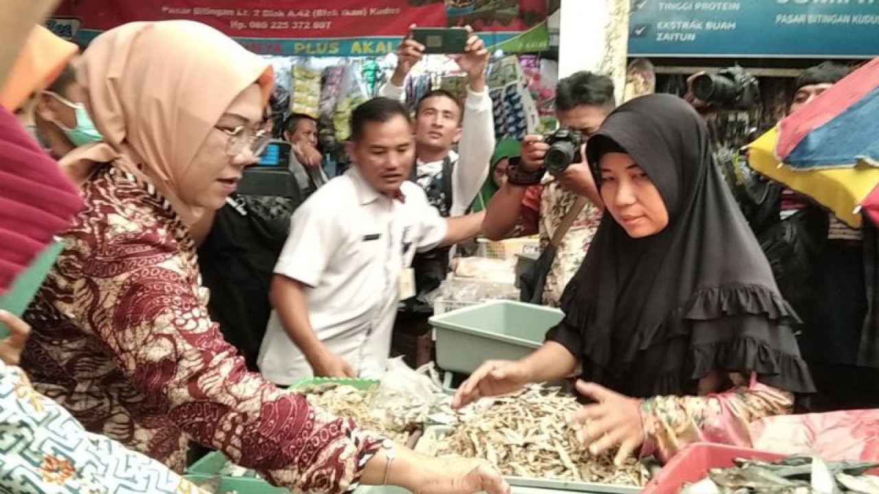 Tim pengawas makanan dari Dinas Perindustrian dan Perdagangan Jawa Tengah saat terjun langsung ke Pasar Bitingan Kabupaten Kudus menemukan teri basah masih dijual meskipun mengandung zat berbahaya, Kamis (19/1/2023). (ANTARA/Akhmad Nazaruddin Lathif)